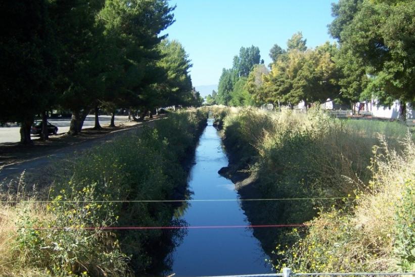 Sunnyvale East West Channels looking upstream from Java Drive.